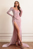 Load image into Gallery viewer, Velvet Long Sleeves Prom Dress with Slit