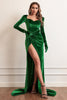 Load image into Gallery viewer, Velvet Long Sleeves Prom Dress with Slit