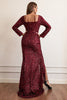 Load image into Gallery viewer, Sequins Burgundy Prom Dress with Long Sleeves