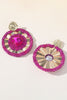 Load image into Gallery viewer, Alloy Rhinestones Fuchsia Round Earrings