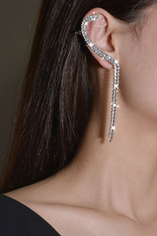 Rhinestones Tassel Long Earrings