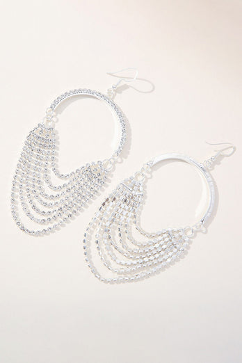 Sparkly Rhinestone Wrapped Silver Earrings