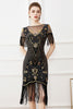 Load image into Gallery viewer, Black Sequins Bodycon 1920s Dress with Fringes