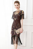 Black Sequins Bodycon 1920s Dress with Fringes