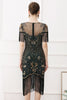 Load image into Gallery viewer, Black Sequins Bodycon 1920s Dress with Fringes