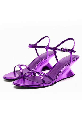Purple Ankle Strap Heeled Sandal