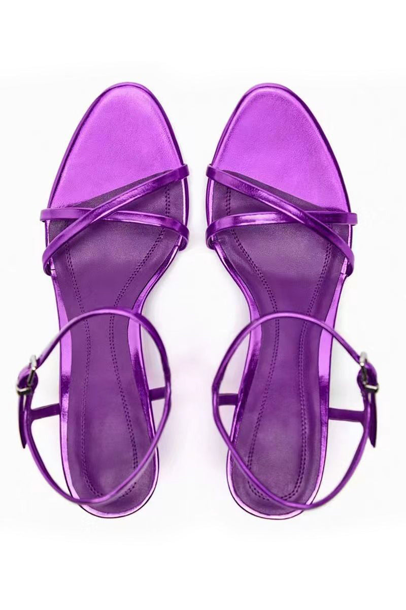 Load image into Gallery viewer, Purple Ankle Strap Heeled Sandal