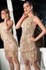 Load image into Gallery viewer, One Shoulder Champagne Homecoming Dress with Fringes