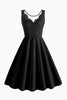 Load image into Gallery viewer, Black Sleeveless A Line 1950s Dress with Lace