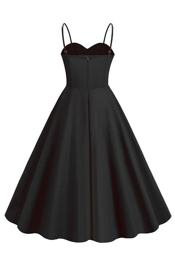 Polka Dots Black Swing 1950s Dress with Sleeveless