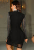 Load image into Gallery viewer, Black Glitter Beaded Long Sleeves Bodycon Cocktail Dress