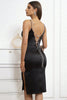 Load image into Gallery viewer, Black Spaghetti Straps Cocktail Dress with Slit
