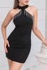 Load image into Gallery viewer, Halter Little Black Dress with Fringes