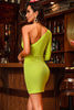 Load image into Gallery viewer, One Shoulder Cut Out Green Short Homecoming Dress