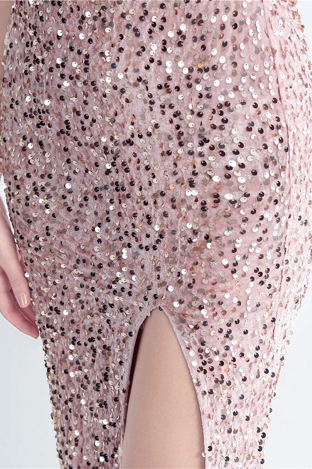 Cold Shoulder Sequins Blue Corset Prom Dress with Feathers