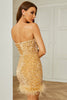 Load image into Gallery viewer, Sequins Black Short Homecoming Dress with Feathers