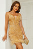 Load image into Gallery viewer, Sequins White Short Graduation Dress with Feathers