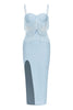 Load image into Gallery viewer, Light Blue Spaghetti Straps Sheath Cocktail Dress With Tassel