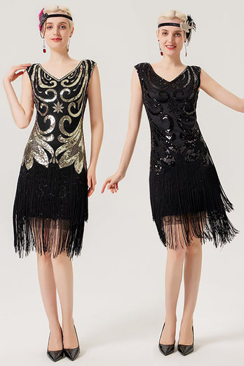 Fringes Sparkly 1920s Dress with Sleeveless