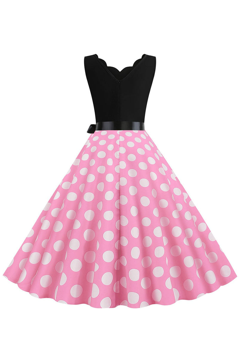 Load image into Gallery viewer, Pink Polka Dots Sleeveless Vintage 1950s Dress