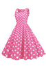 Load image into Gallery viewer, Polka Dots Pink Sleeveless 1950s Dress