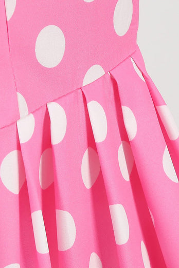 Polka Dots Pink Sleeveless 1950s Dress