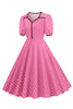 Load image into Gallery viewer, Pink Short Sleeves Polka Dots 1950s Dress