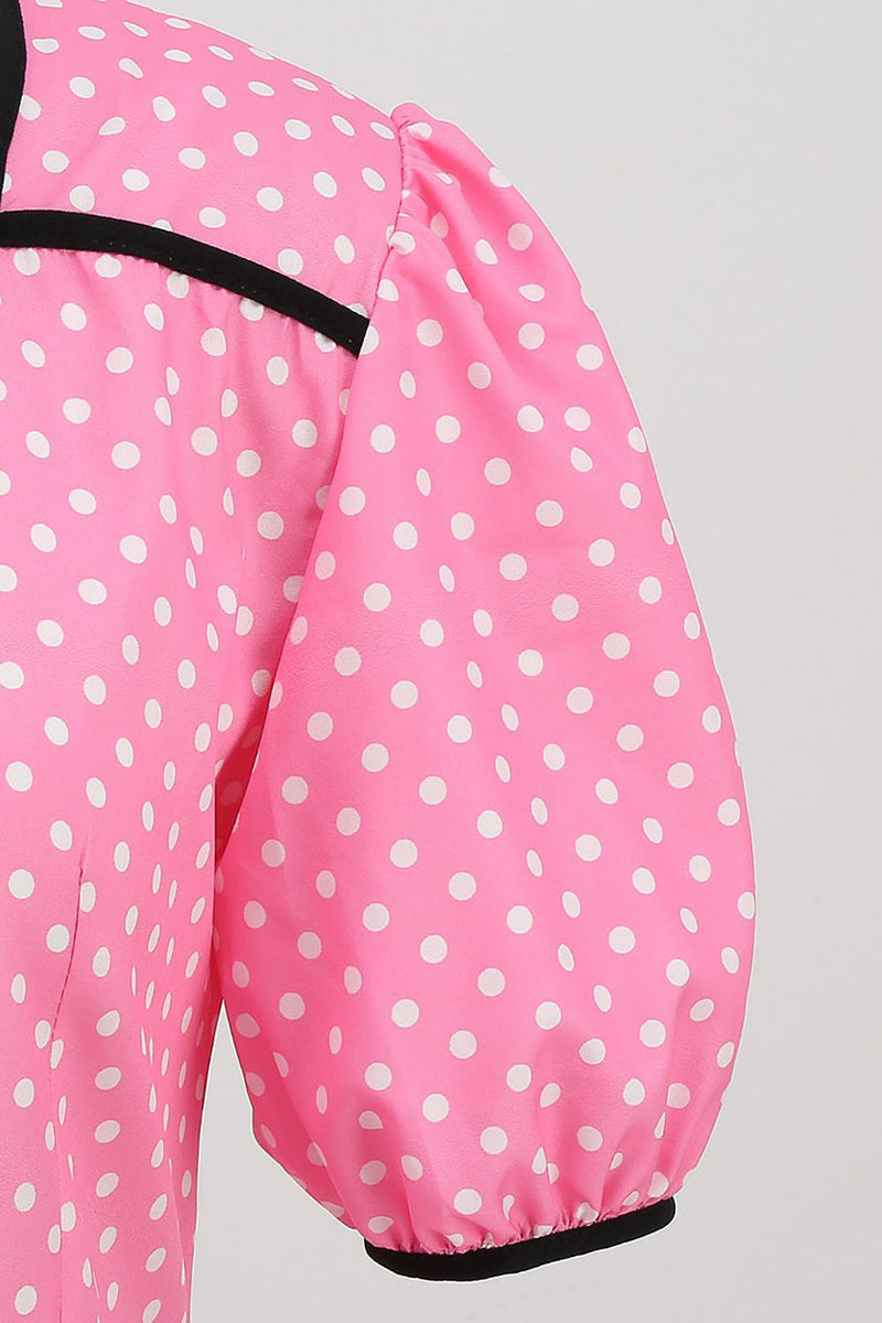 Load image into Gallery viewer, Pink Short Sleeves Polka Dots 1950s Dress