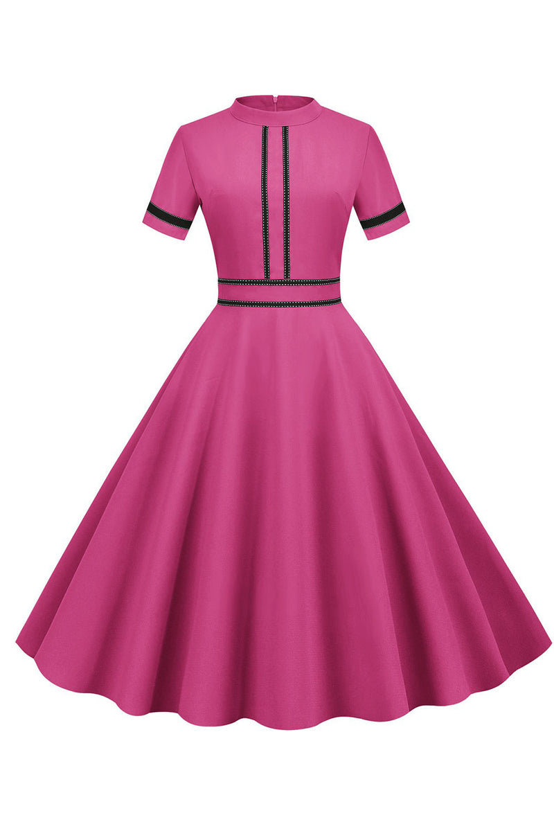 Load image into Gallery viewer, Fuchsia Short Sleeves A Line 1950s Dress