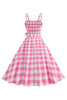 Load image into Gallery viewer, Plaid Pink Spaghetti Straps A Line 1950s Dress