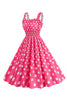 Load image into Gallery viewer, Pink Polka Dots A Line Smocked 1950s Dress