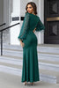 Load image into Gallery viewer, Dark Green Sequins Sheath Long Sleeves Prom Dress