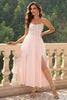 Load image into Gallery viewer, Light Pink Spaghetti Straps Sequined Tulle Prom Dress