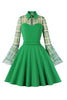 Load image into Gallery viewer, Plaid Long Sleeves Green Vintage Dress