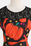 Halloween Pumpkin Printed Orange Vintage Dress