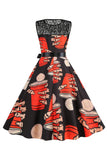 Halloween Pumpkin Printed Orange Vintage Dress