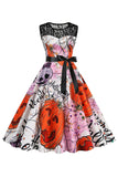 Halloween Pumpkin Printed Orange Vintage Dress