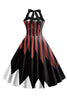 Load image into Gallery viewer, Halloween Skull Printed Halter Black Brown Vintage Dress