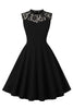 Load image into Gallery viewer, Boat Neck Sleeveless Black Vintage Dress with Lace