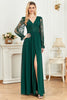 Load image into Gallery viewer, Dark Green Lace Long SLeeves A Line Prom Dress