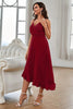Load image into Gallery viewer, Dark Red A-line Chiffon V-neck Spaghetti Strap Party Dress