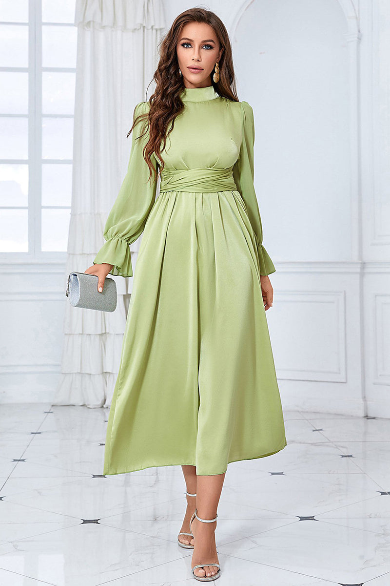 Load image into Gallery viewer, A Line Green Long Sleeves Casual Dress