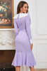 Load image into Gallery viewer, Lilac Long Sleeves Mermaid Casual Dress