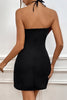 Load image into Gallery viewer, Black Bodycon Contrast Color Halter Neck Strap Bow Banquet Evening Dress