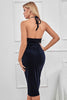 Load image into Gallery viewer, Navy Bodycon Halter Strapless Backless Velvet Cocktail Dress