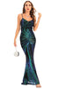 Load image into Gallery viewer, Black Sequin Spaghetti Strap Backless Bodycon Long Evening Dress
