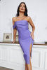 Load image into Gallery viewer, Purple Off the Shoulder Bodycon Knee Length Cocktail Party Dress
