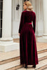 Load image into Gallery viewer, Long Sleeves A Line Velvet Holiday Party Dress