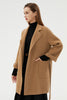 Load image into Gallery viewer, Black Long Notched Lapel Reversible Wool Coat with Belt