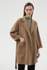 Load image into Gallery viewer, Black Long Notched Lapel Reversible Wool Coat with Belt